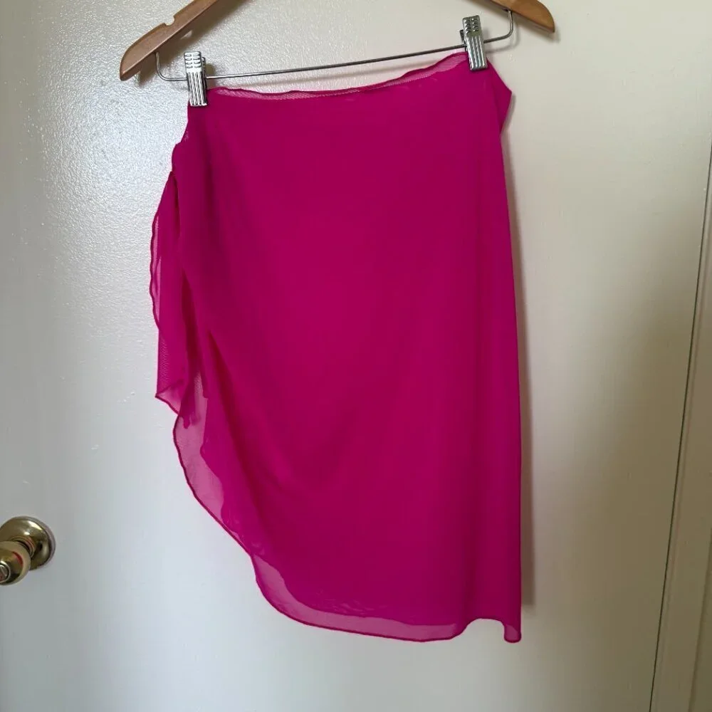 GIGI C Willa Sarong Mesh Coverup Skirt In Fuchsia Pink S​​​​